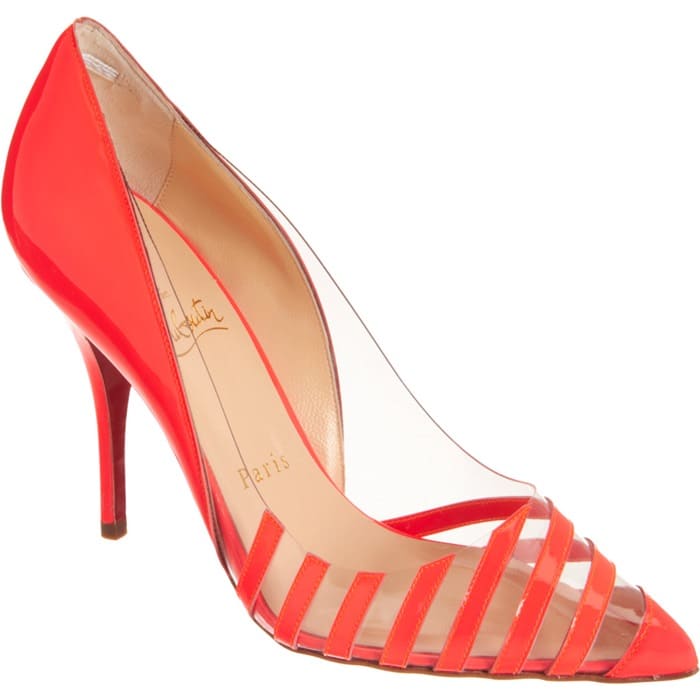Christian Louboutin Red Pivichic Striped Patent Leather Pumps