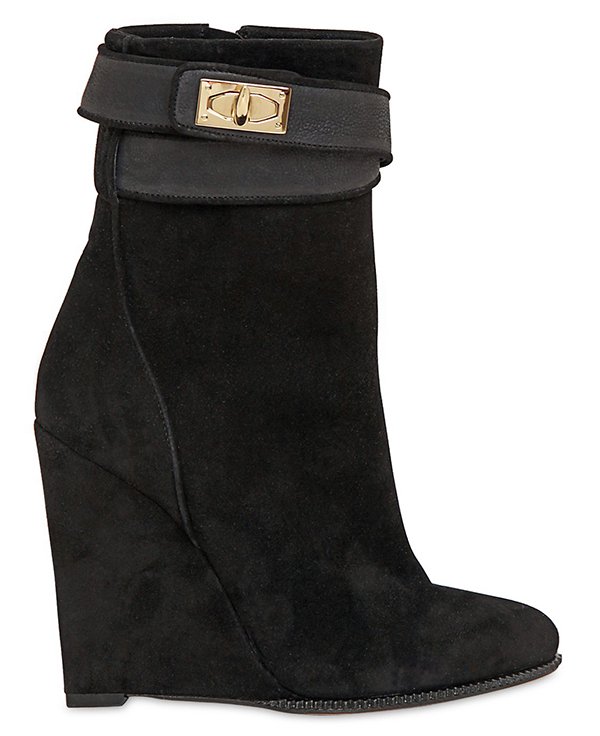 Givenchy Shark Lock Suede Wedge Boots