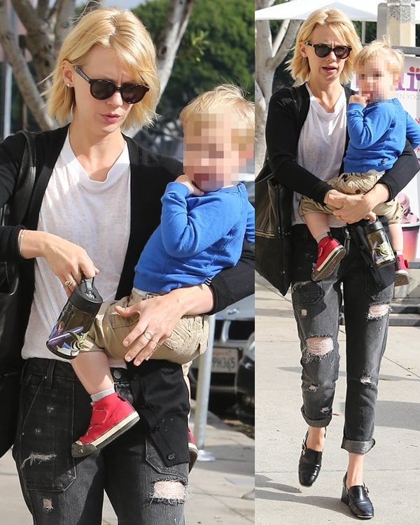 January Jones out and about with her son, Xander, in Los Angeles
