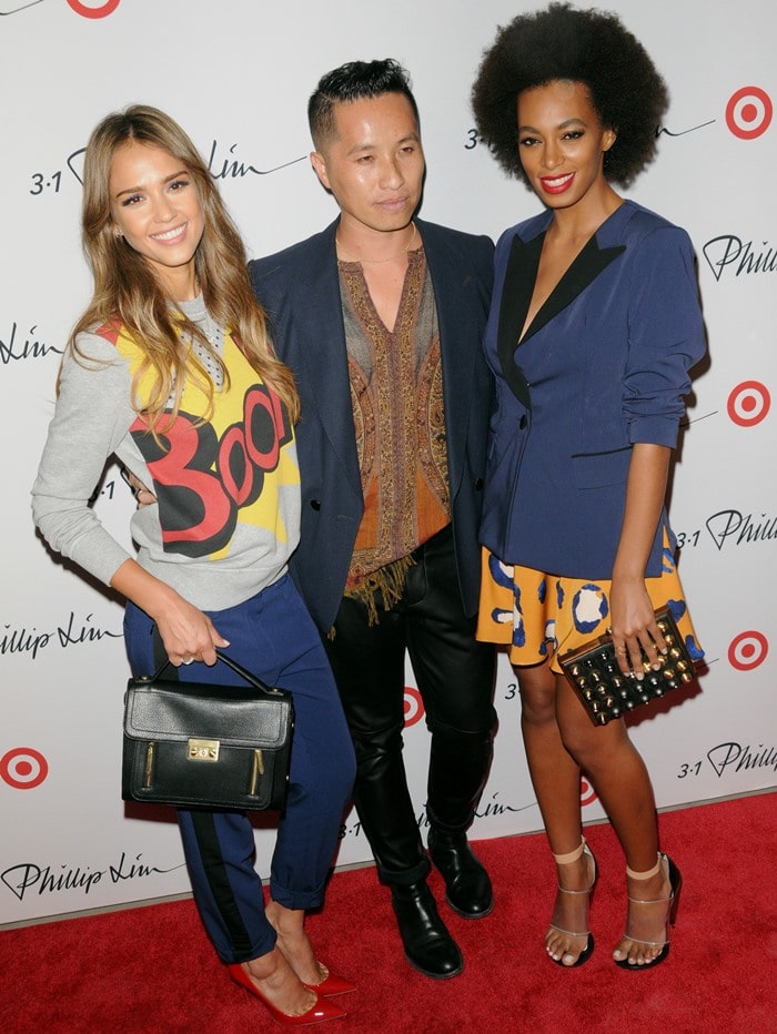 Jessica Alba, Phillip Lim, and Solange Knowles at the 3.1 Philip Lim for Target Launch Event in Manhattan on September 6, 2013