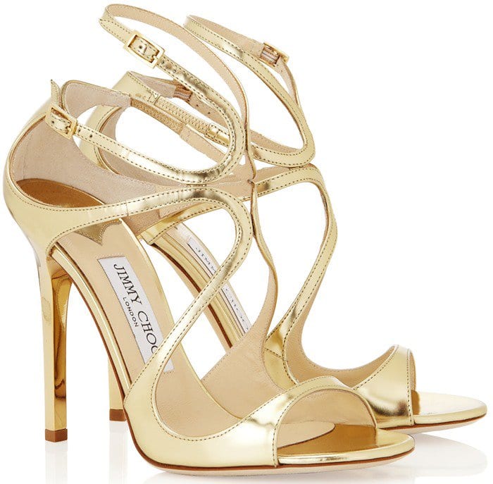 Jimmy Choo Metallic Leather Lance Sandals in Gold