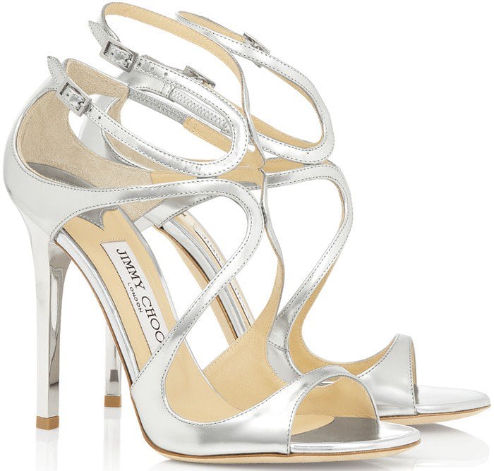Jimmy Choo Metallic Leather Lance Sandals in Silver