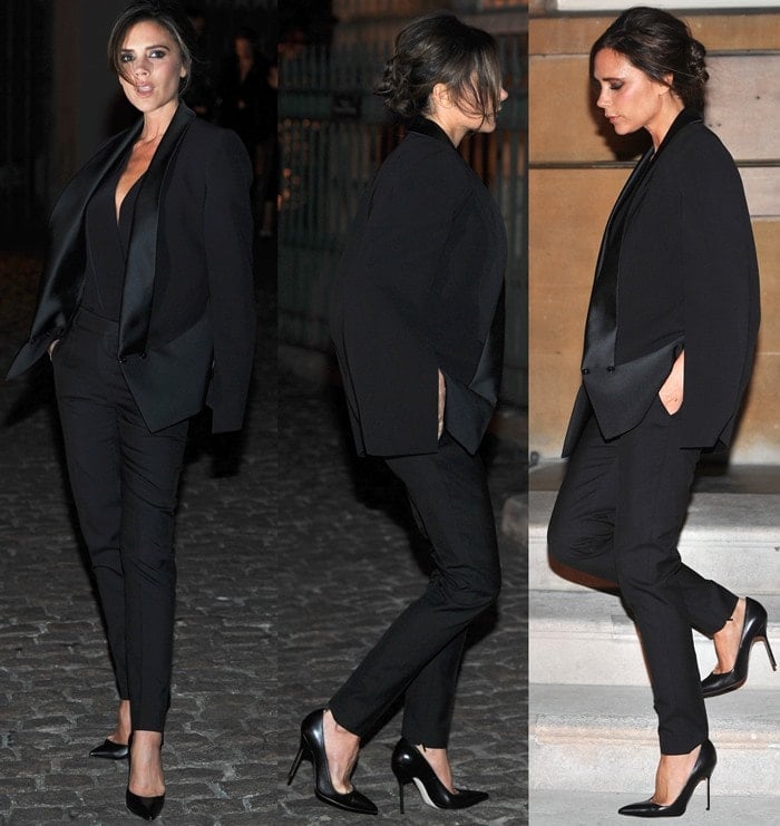 Victoria Beckham wearing a menswear-inspired suit from her Fall 2013 collection