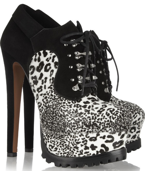 ALAÏA - Animal-print calf hair and suede ankle boots