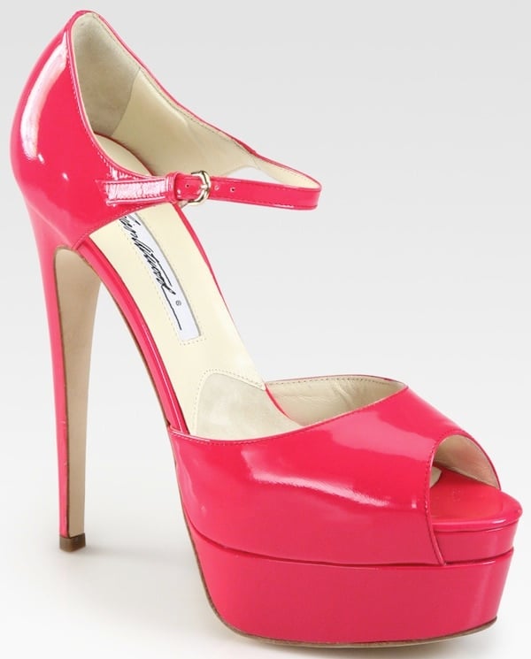 Brian Atwood 'Tribeca' Patent Leather Platform Sandals in Pink