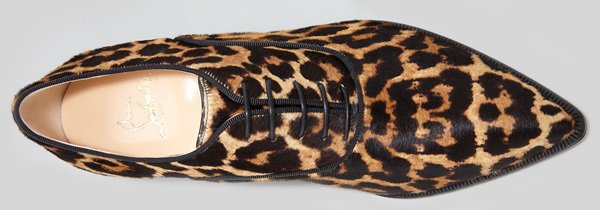 Christian Louboutin Zazou Pointed-Toe Leopard-Print Calf-Hair Derby Flats
