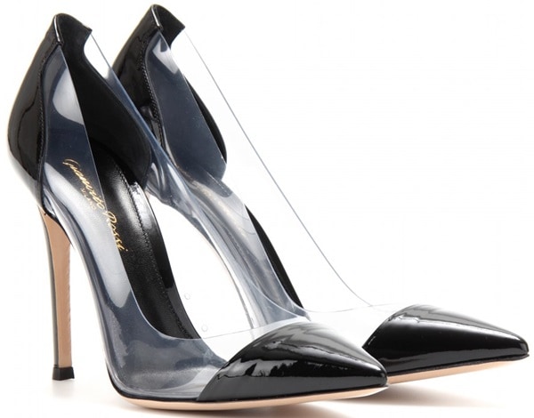 gianvitto rossi patent leather and transparent pvc pumps