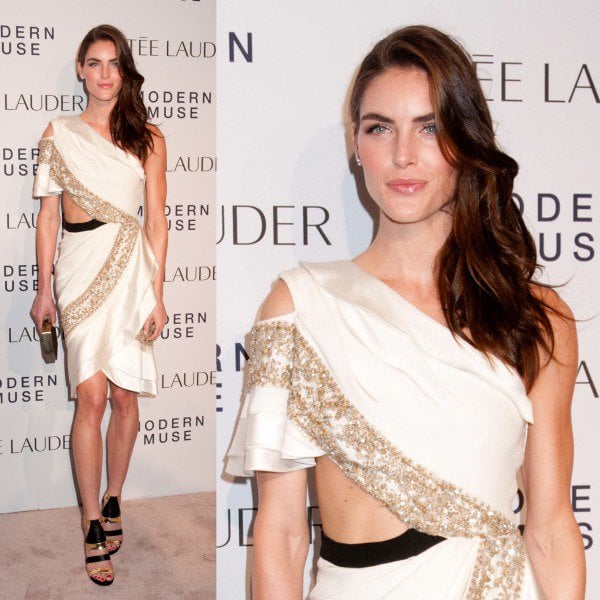 Hilary Rhoda was the definition of perfection in a Prabal Gurung ivory cutout dress that showed off a hint of creamy skin