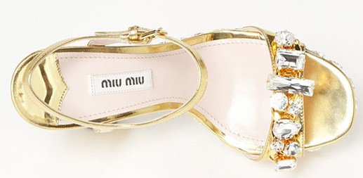 Miu Miu Crystal Ankle-Strap Platform Sandals