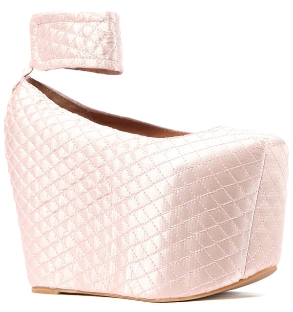 Jeffrey Campbell The Pointe Platform in Quilted Pink Satin