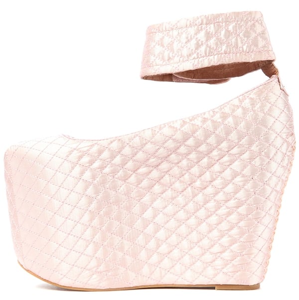 Jeffrey Campbell The Pointe Platform in Quilted Pink Satin