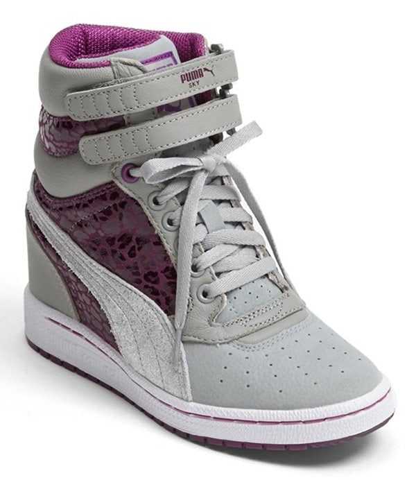 Puma Sky Wedge Sneakers in Gray/Purple