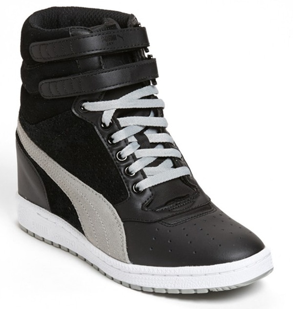 Puma Sky Wedge Sneakers in Black/White