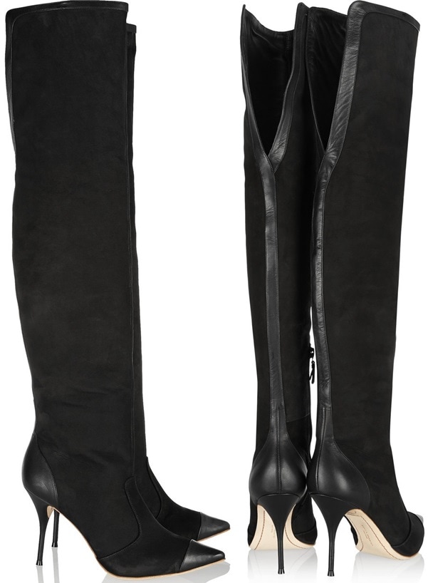 sophia webster hallie over-the-knee boots in black nubuck 4-horz