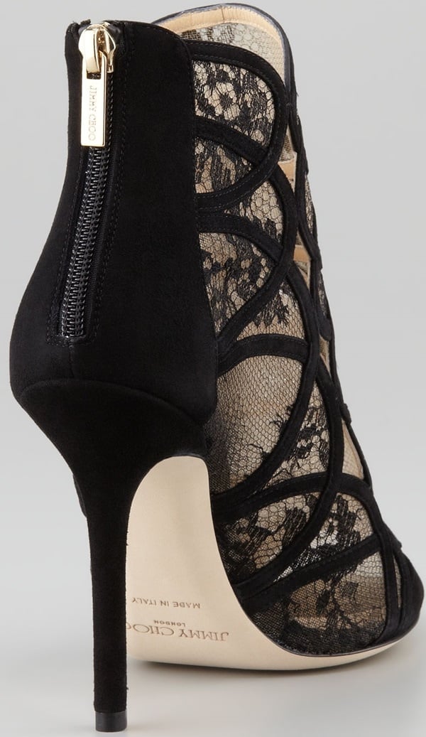 Jimmy Choo Fauna Lace-Suede Cage Sandal Back