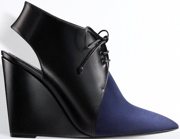 Christian Dior Black Leather and Navy Blue Suede Leather Boot