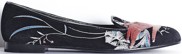 Christian Dior Black Suede Calfskin Loafer with Hand-Embroidered Motif