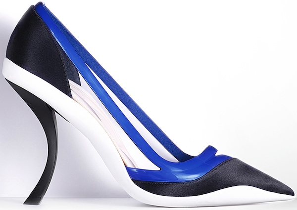 Christian Dior Pointed Pump in Bleu Marine Satin and Bleu Persan Patent Leather