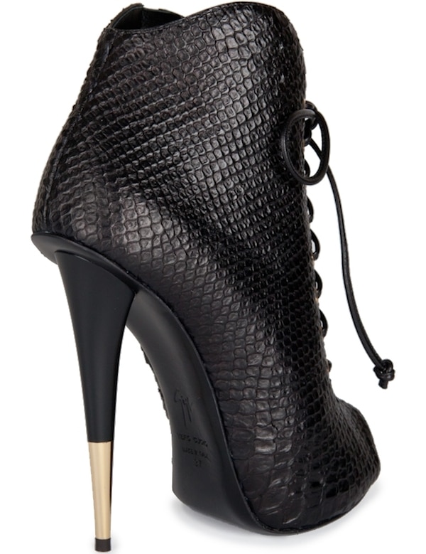 Giuseppe Zanotti Python-Embossed Lace-up Ankle Boot