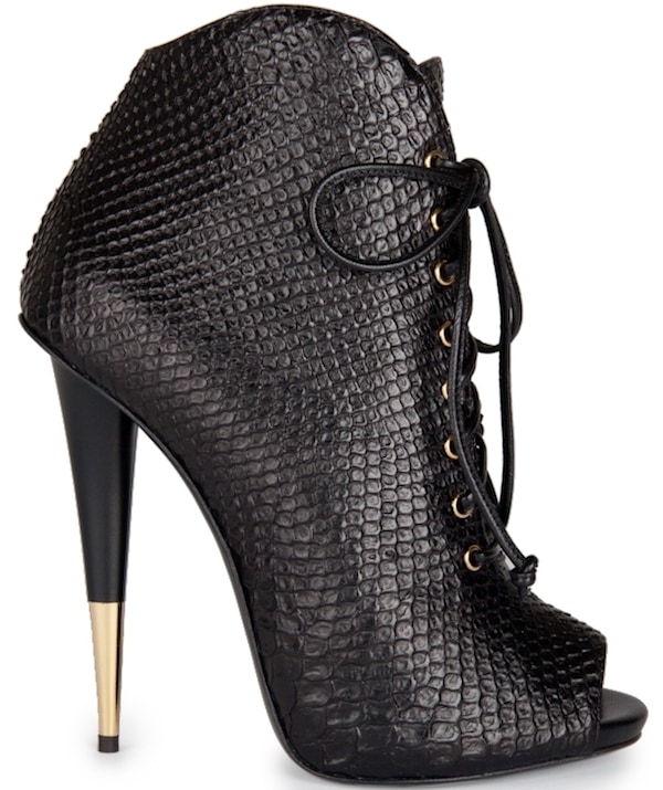 Giuseppe Zanotti Python-Embossed Lace-up Ankle Boot