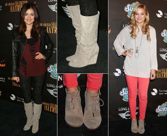 Lucy Hale and Olivia Holt at the 4th Annual Los Angeles Haunted Hayride VIP premiere night held at Griffith Park in Los Angeles on October 7, 2012
