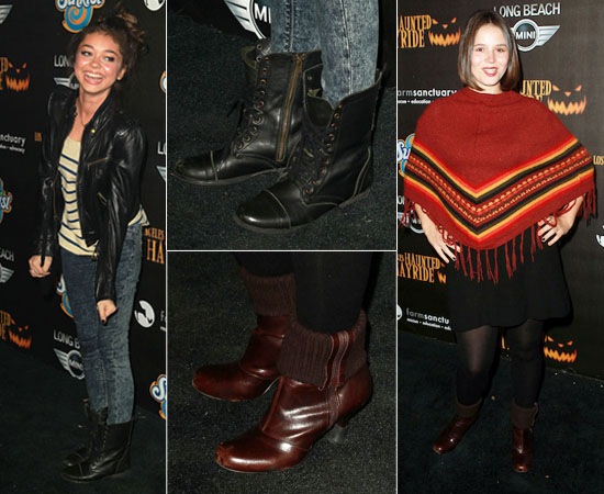 Sarah Hyland and Kether Donohue at the 4th Annual Los Angeles Haunted Hayride VIP premiere night held at Griffith Park in Los Angeles on October 7, 2012