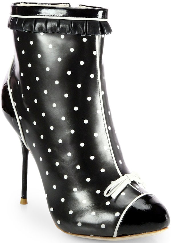 Sophia Webster "Dora" Black with White Polka Dot Leather Boot
