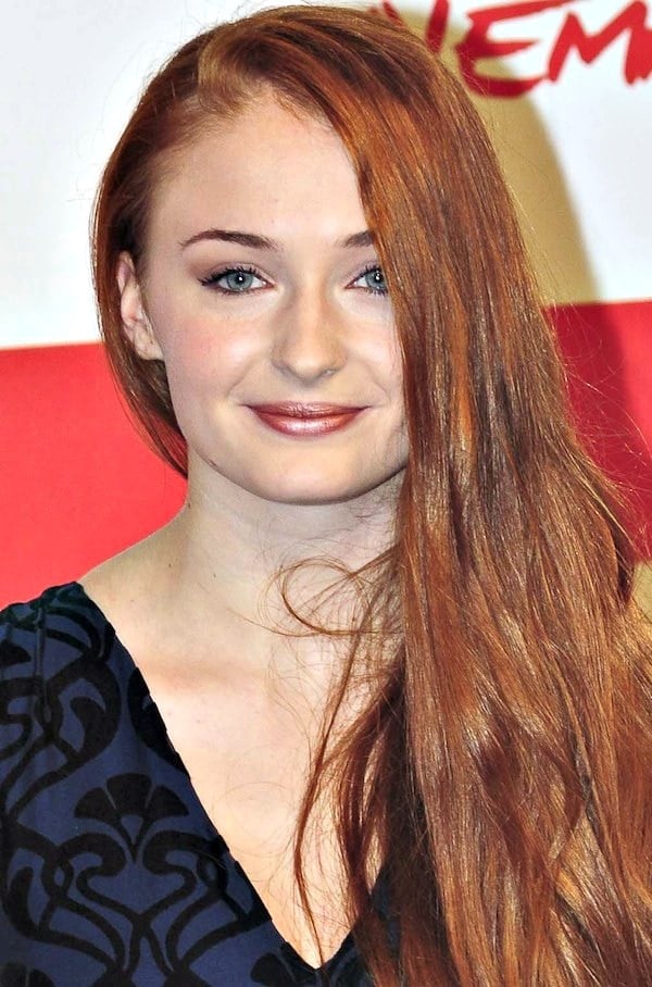 Sophie Turner's beautiful red hair was swept to one side
