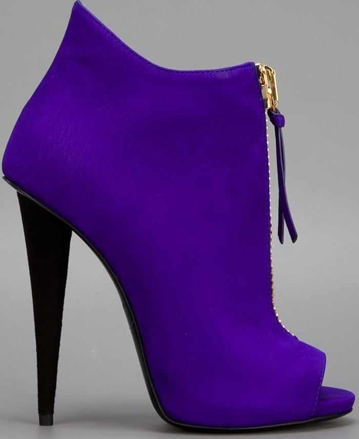 Purple Giuseppe Zanotti Design Zipped Peep Toe Booties