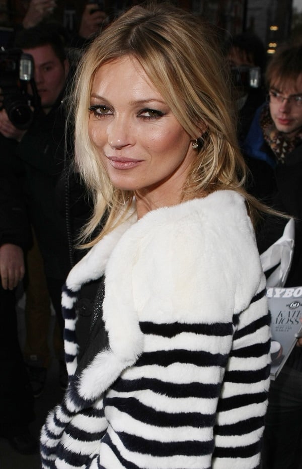 Christian Louboutin's English style icon, Kate Moss, arriving at Marc Jacobs in London on December 2, 2013