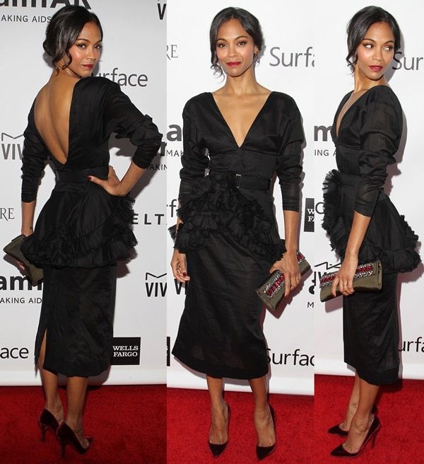 Zoe Saldana styled the Spring 2014 dress with David Yurman jewelry and Christian Louboutin "Pigalle" pumps