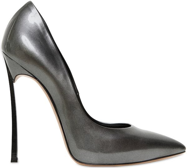 Casadei "Blade" Pumps in Gray Patent Leather