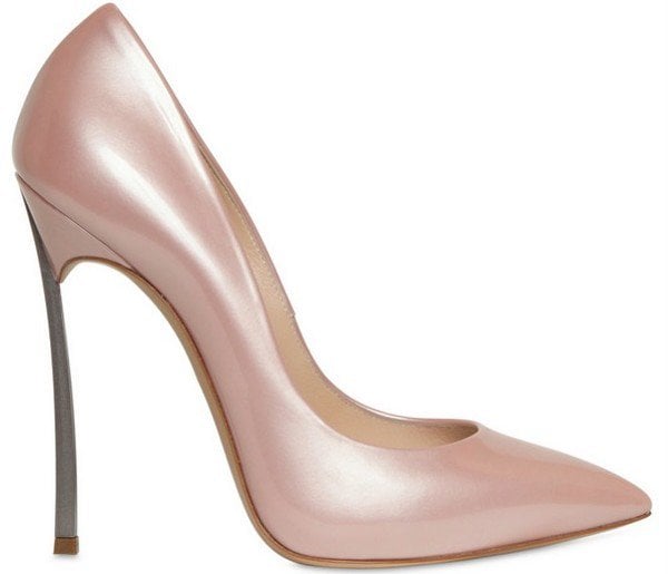 Casadei "Blade" Pumps in Pearly Beige Patent Leather