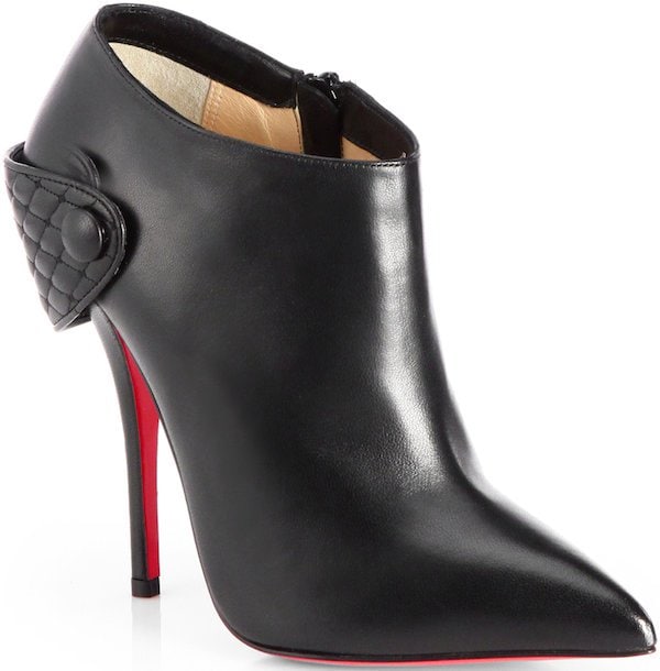 Christian Louboutin Huguette Leather Moto Ankle Boots in Black