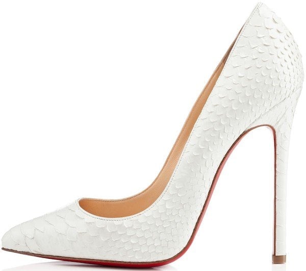 Christian Louboutin "Pigalle" Python Pumps in White