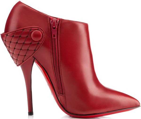 Christian Louboutin "Huguette" Leather Ankle Boots in Rogue Imperial