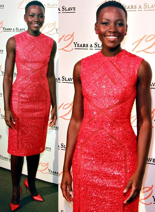Lupita Nyong'o painted the town red in spicy heels from Nicholas Kirkwood at the Paris premiere of '12 Years a Slave'