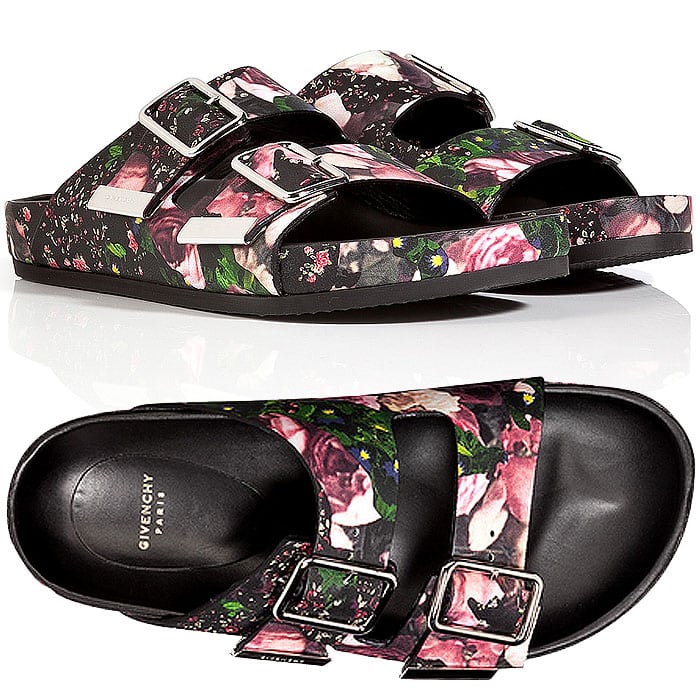 Givenchy Floral-Print Double-Buckled Sandals