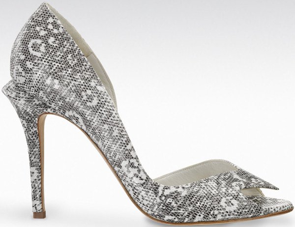 Gio Diev "Gela" D'Orsay Pumps in Black-and-White Stamped Lizard