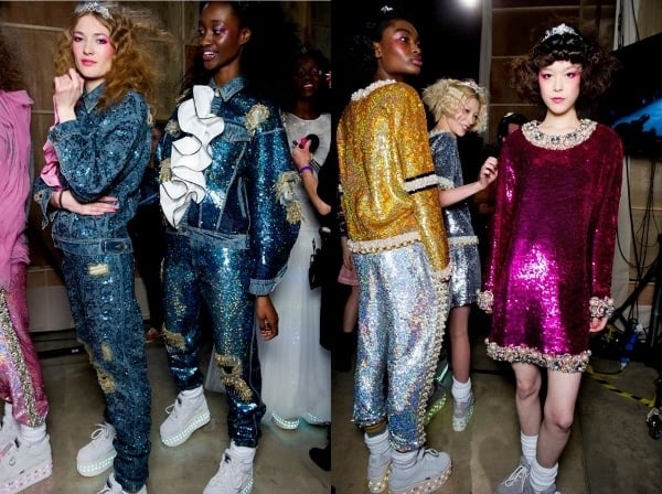 Backstage at Ashish's Fall 2014 show in London, England, on February 17, 2014
