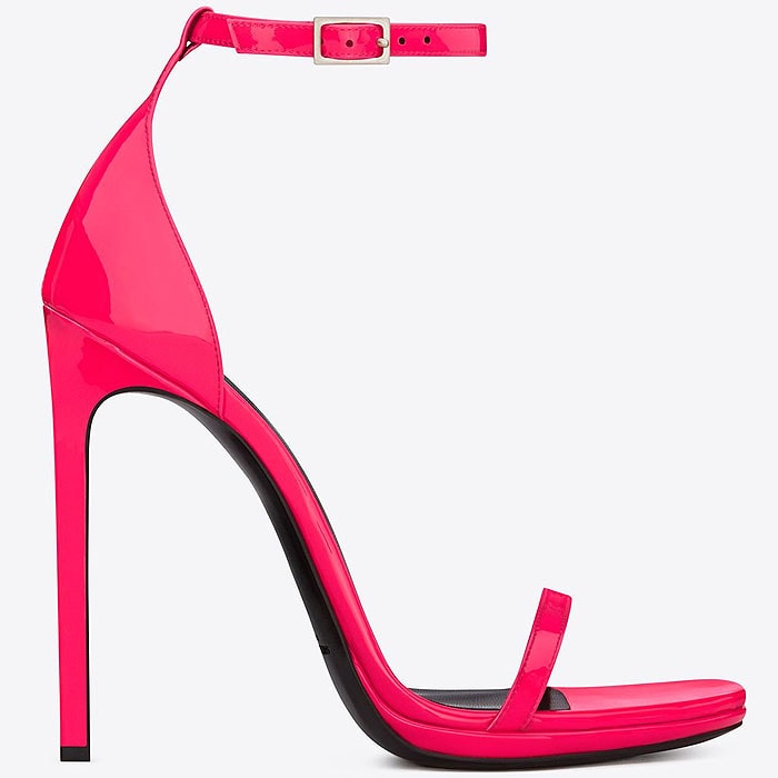 Saint Laurent "Jane" Ankle-Strap Sandals in Neon Pink