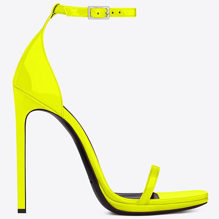 Saint Laurent "Jane" Ankle-Strap Sandals in Neon Yellow