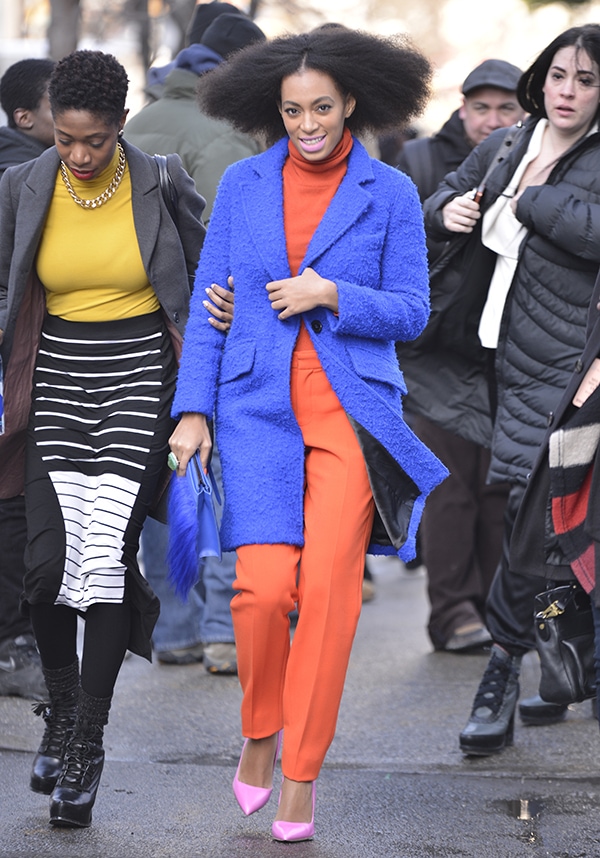 Solange Knowles arriving at the Milly fashion show during Mercedes-Benz Fashion Week Fall 2014 in New York City on February 10, 2014