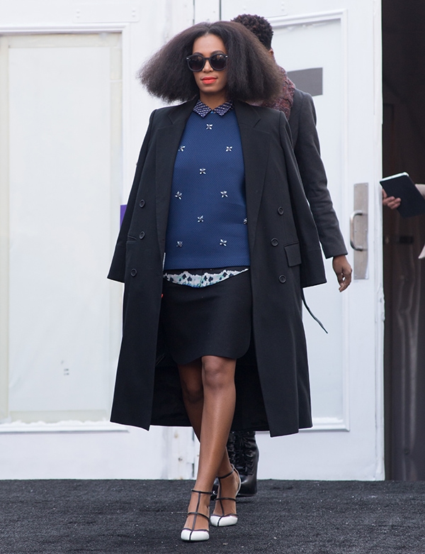 Solange Knowles arriving at the Noor by Noor fashion show during Mercedes-Benz Fashion Week Fall 2014 in New York City on February 10, 2014