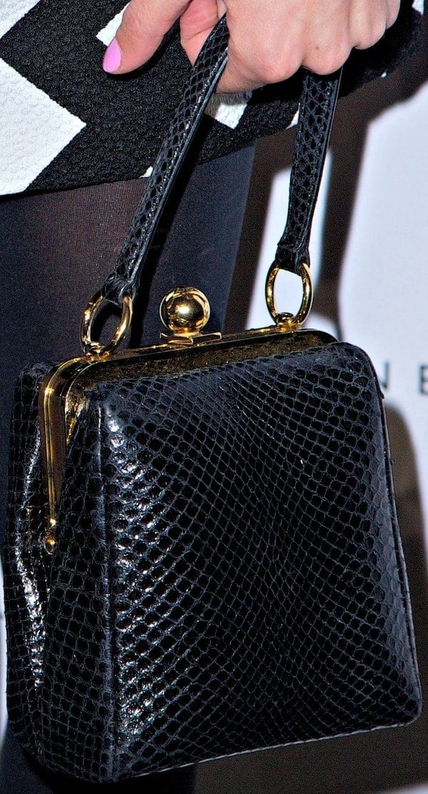 Alexa Chung's favorite black “Agata” leather bag from Dolce & Gabbana