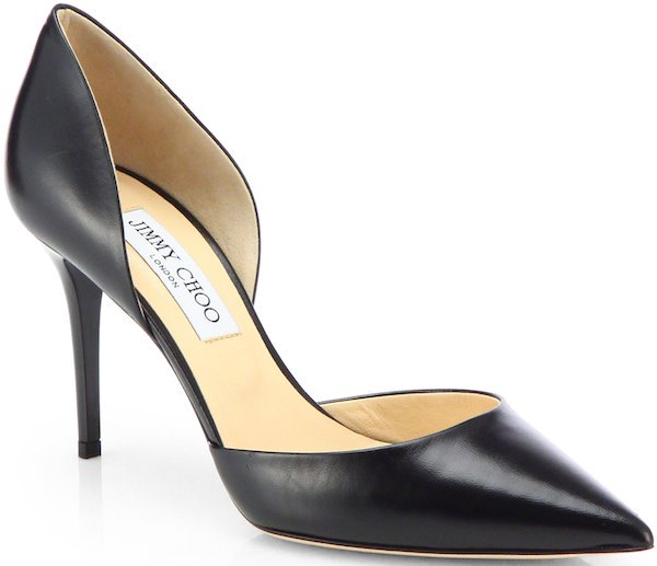 Jimmy Choo "Addison" d'Orsay Pumps in Black Leather