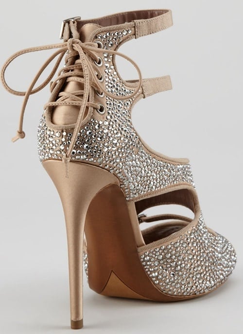 Tabitha Simmons "Bailey" Crystallized Cutout Lace-Up Sandals