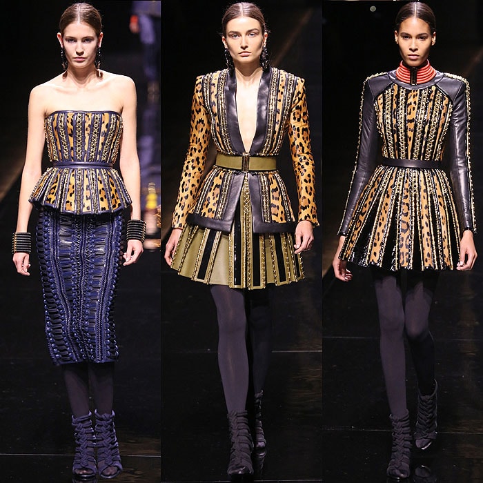Leopard-printed pieces from the Balmain Fall 2014 collection