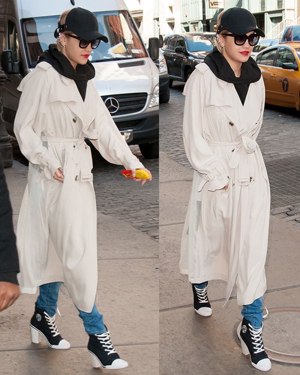 Rita Ora departs Manhattan hotel