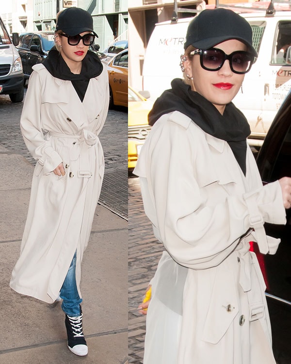 Rita Ora departs Manhattan hotel